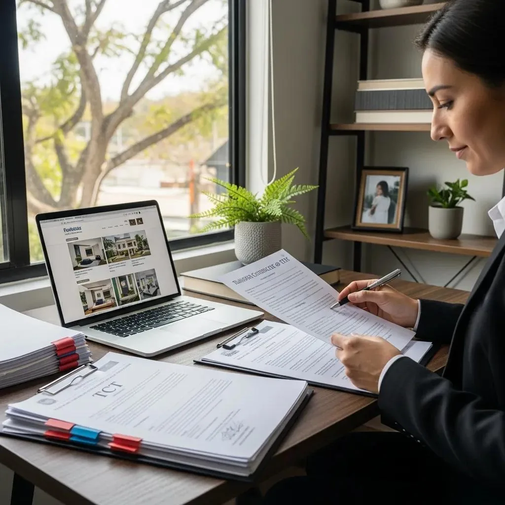 Person reviewing legal documents for property purchase, highlighting the importance of understanding legal requirements
